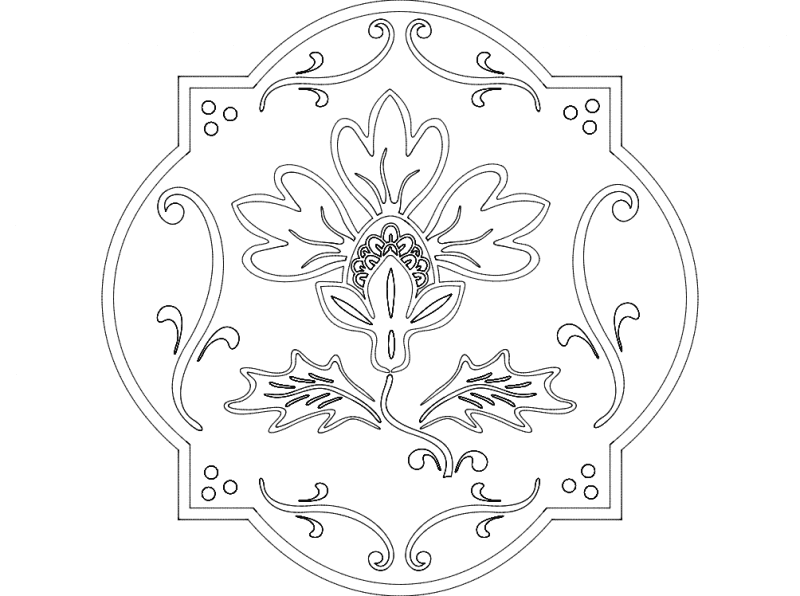 Elegant Floral Ornament Vector File for CNC Laser Cutting (DXF)