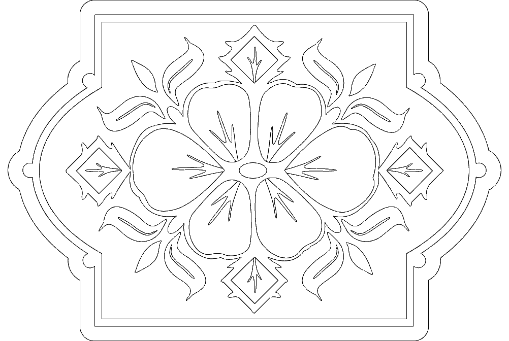 Elegant Floral Ornament Vector for Laser Cutting DXF