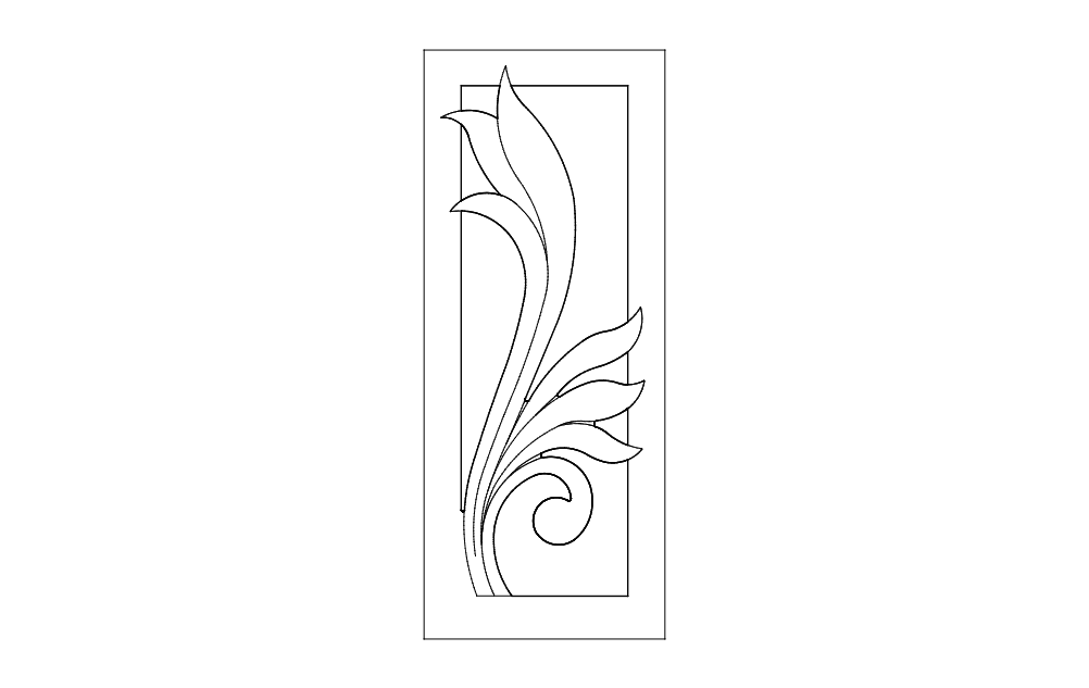 Elegant Floral Scroll Panel Vector Design DXF for CNC