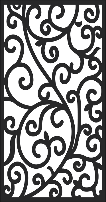 Elegant Floral Scrollwork Laser Cut Panel Vector