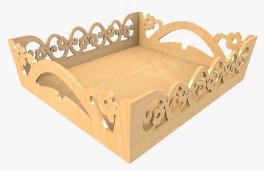 Elegant Floral Serving Tray Vector Design for Laser Cutting