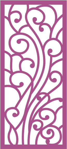 Elegant Floral Swirl Decorative Screen Vector for Laser Cutting