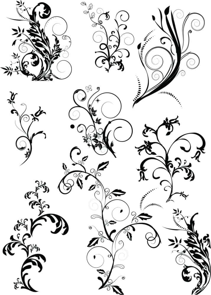 Elegant Floral Swirls Vector Collection for Laser Cutting