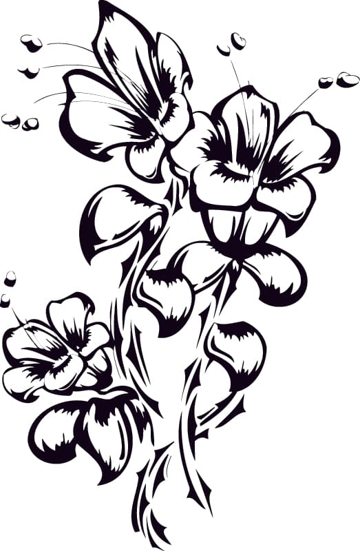 Elegant Floral Tattoo Style Vector Design for Laser Cutting