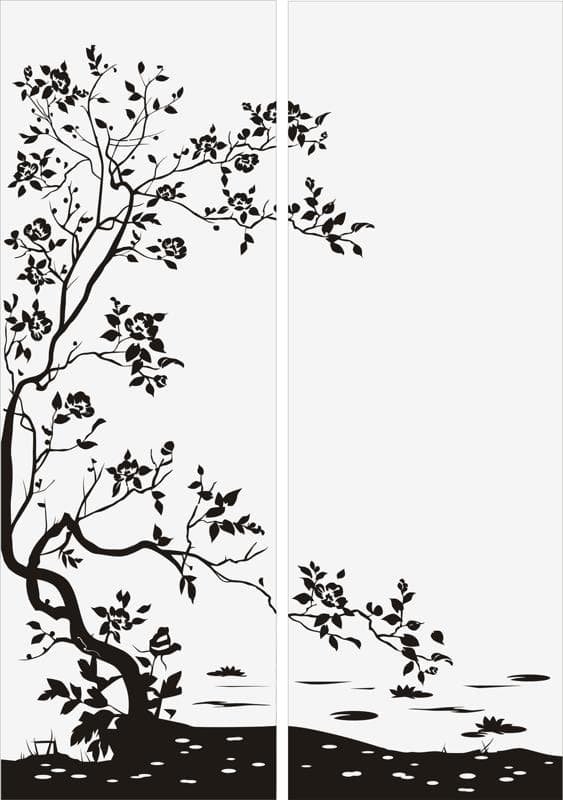 Elegant Floral Tree Panel Design Vector for Laser Cutting