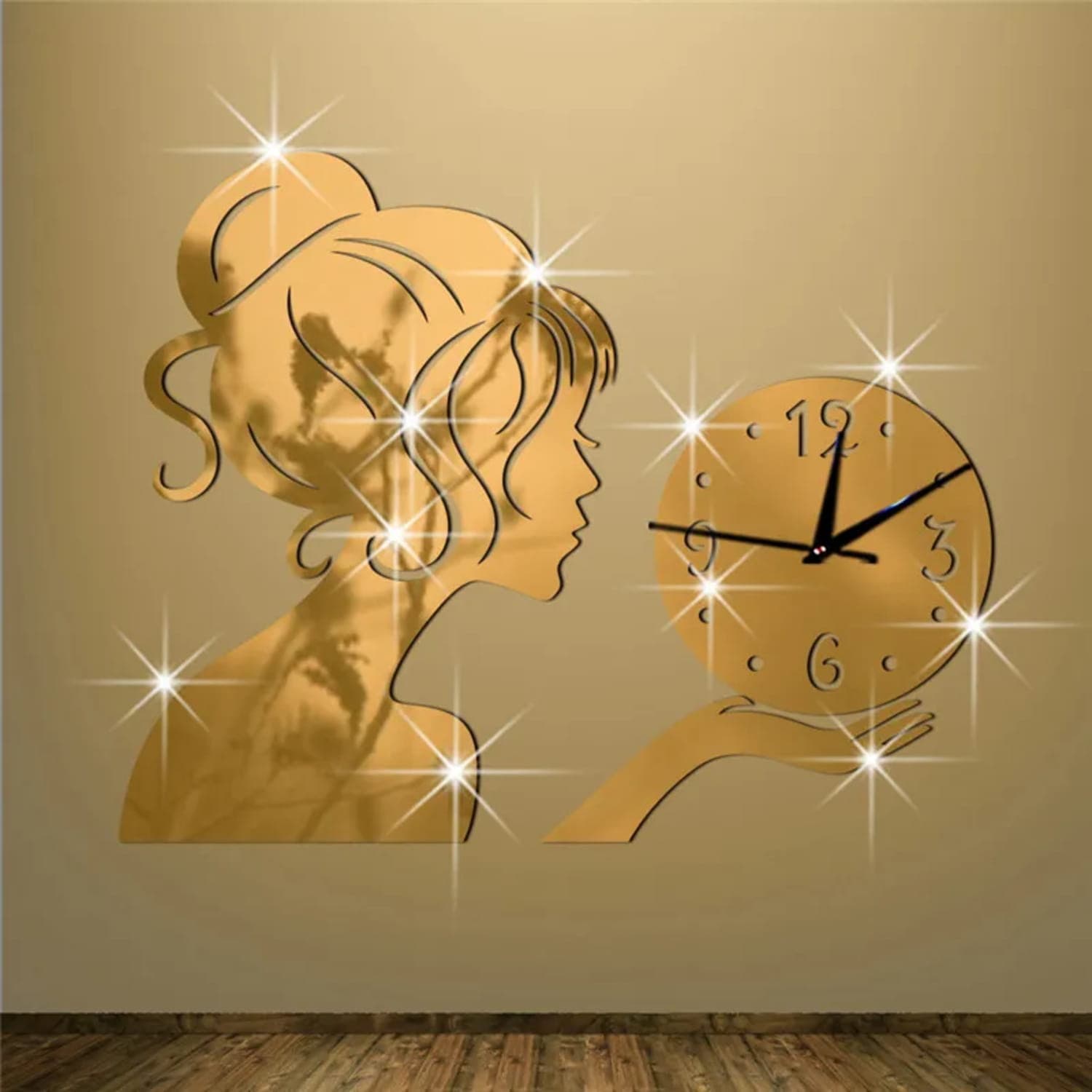 Elegant Girl Silhouette Wall Clock Laser Cut Vector File