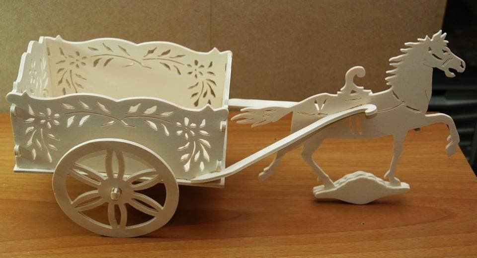 Elegant Horse-Drawn Carriage 3D Puzzle Laser Cut File