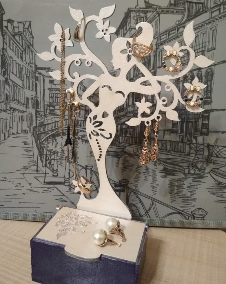 Elegant Jewelry Tree Organizer Laser Cut Vector File
