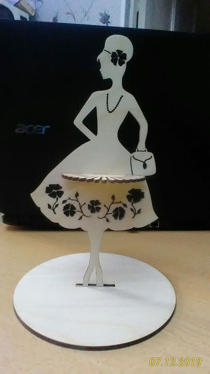 Elegant Lady Napkin Holder Laser Cut Vector DXF
