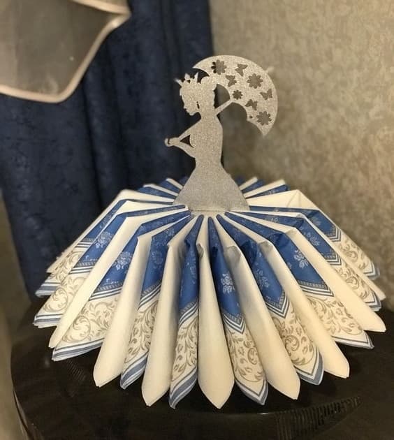 Elegant Lady with Umbrella Napkin Holder Laser Cut Vector CDR