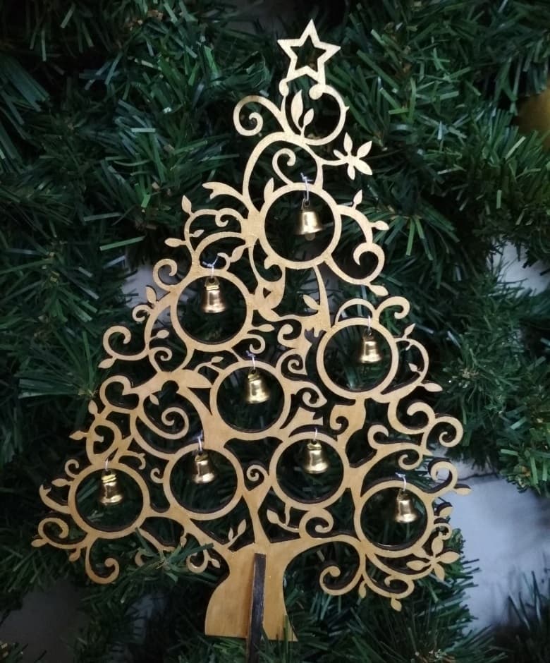 Elegant Laser Cut Christmas Tree Decor Free Vector File