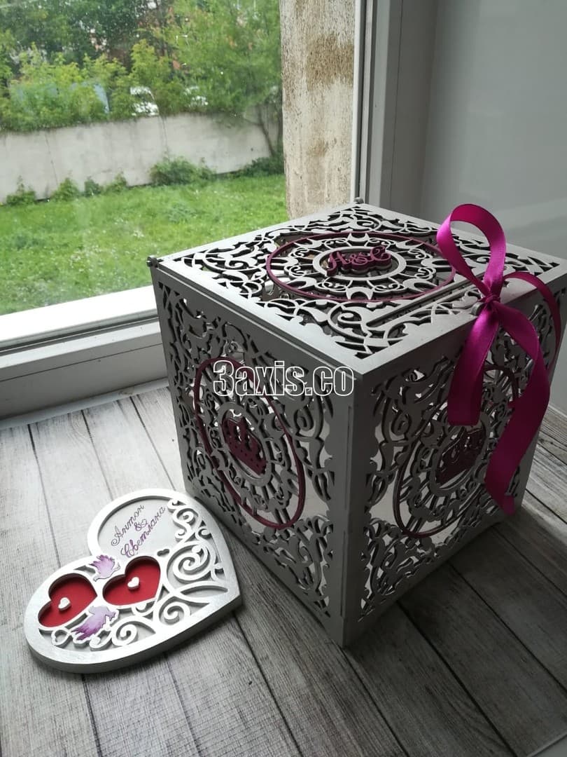 Elegant Laser Cut Wedding Card Box Vector Template