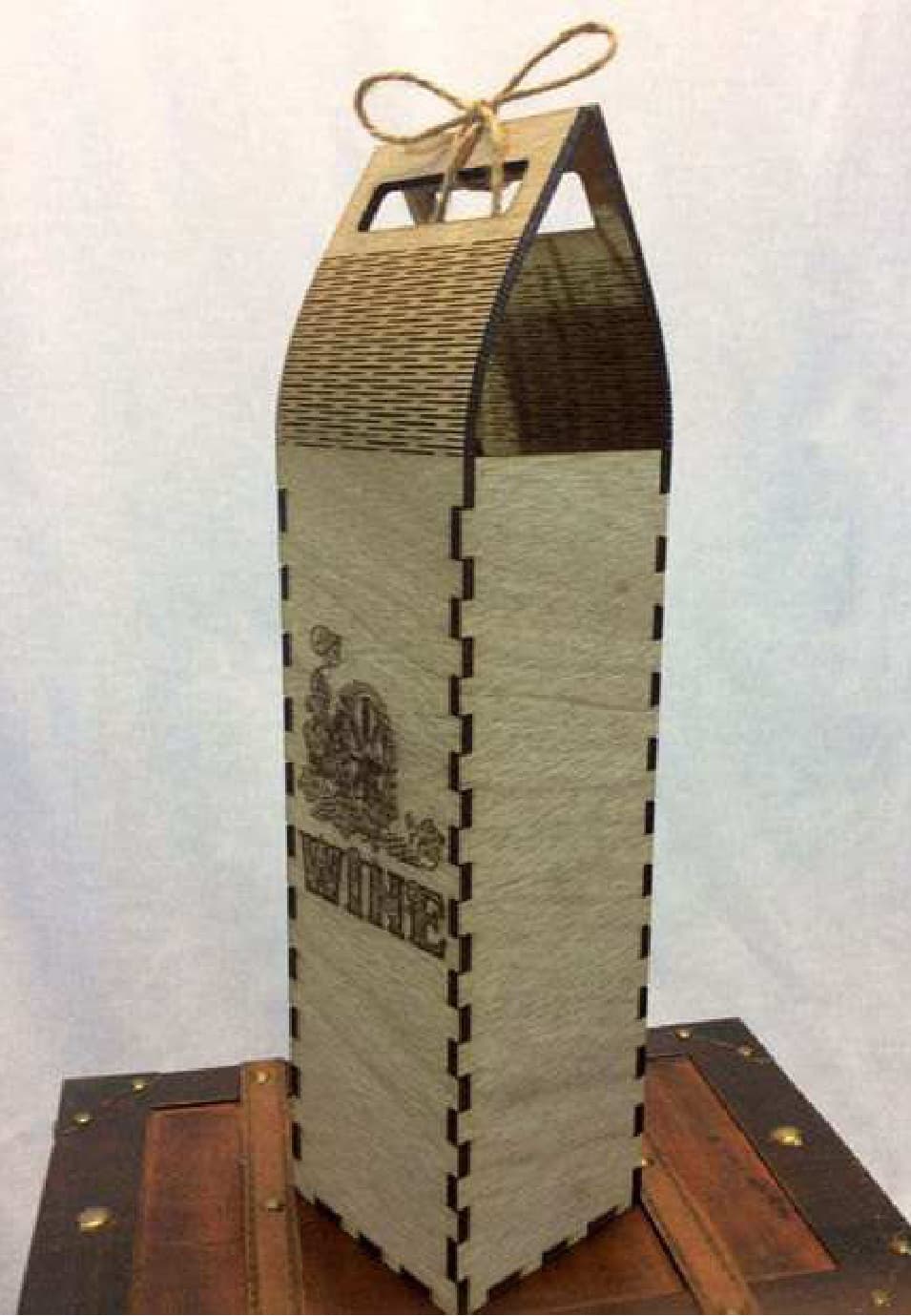 Elegant Laser Cut Wine Gift Box Vector Plan (SVG, DXF)