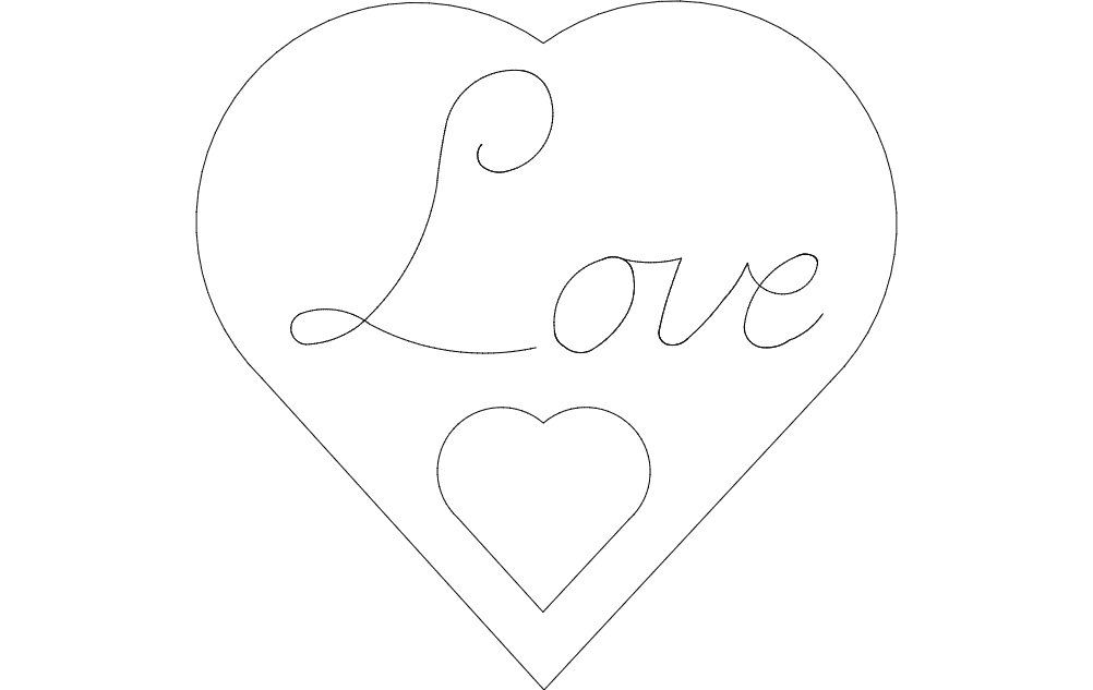 Elegant Love Script Heart Sign DXF Vector File