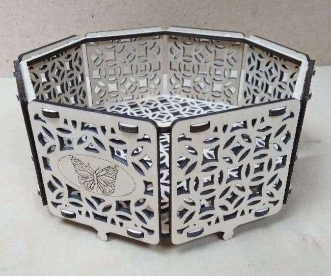 Elegant Octagonal Decorative Basket Laser Cut Vector File