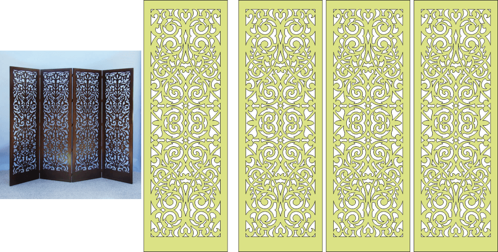 Elegant Ornamental Folding Screen Laser Cut Vector File