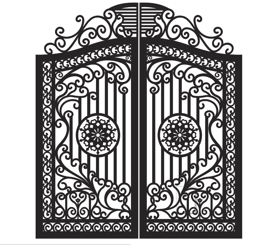 Elegant Ornamental Wrought Iron Gate Vector Design