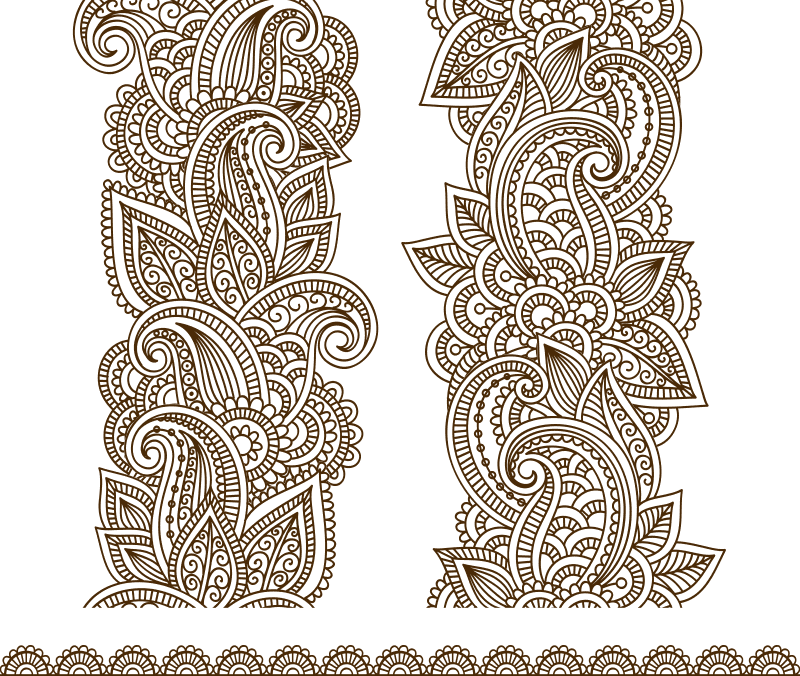Elegant Paisley Mehndi Border Vector for Laser Cutting