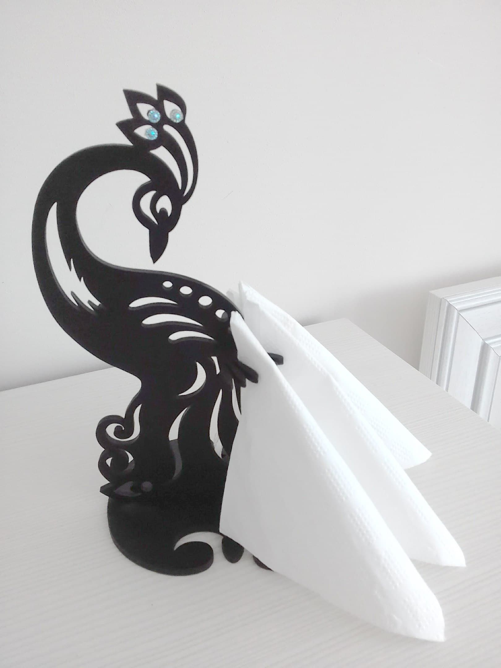 Elegant Peacock Napkin Holder Laser Cut Vector File