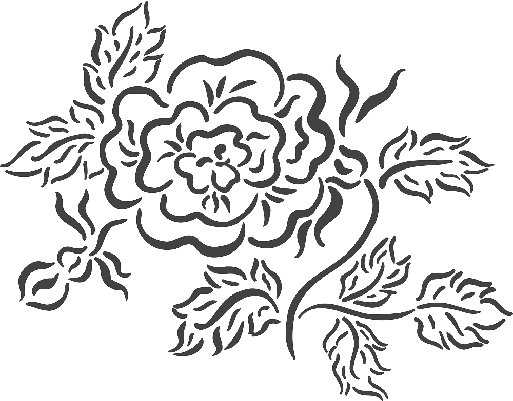 Elegant Rose Floral Branch Vector Design DXF File
