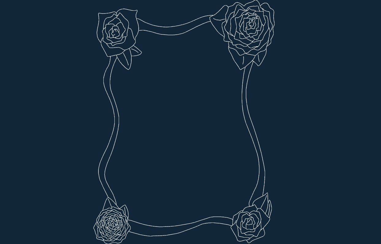 Elegant Rose Floral Frame Vector Design (DXF)