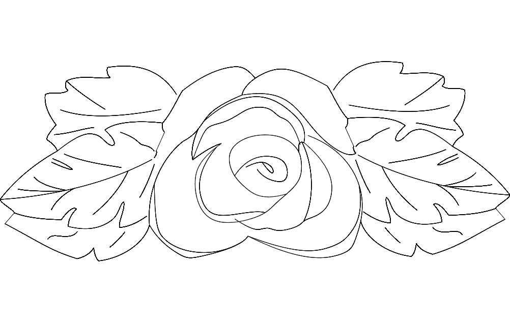 Elegant Rose Floral Ornament DXF Vector File for Laser Cutting