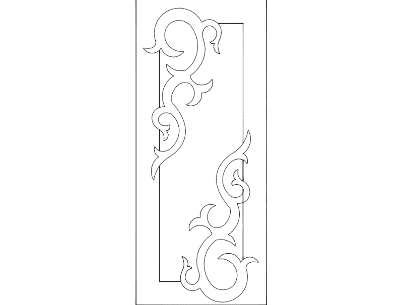Elegant Scrollwork Door Panel Vector Design DXF File