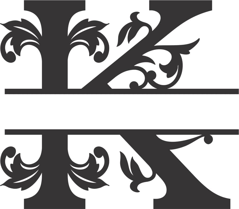 Elegant Split Letter K Monogram Vector File for CNC