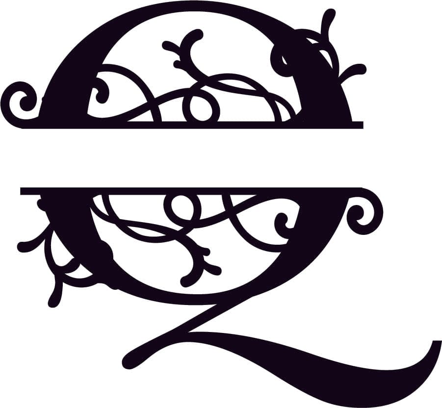 Elegant Split Monogram Letter Q Vector File for Laser Cutting