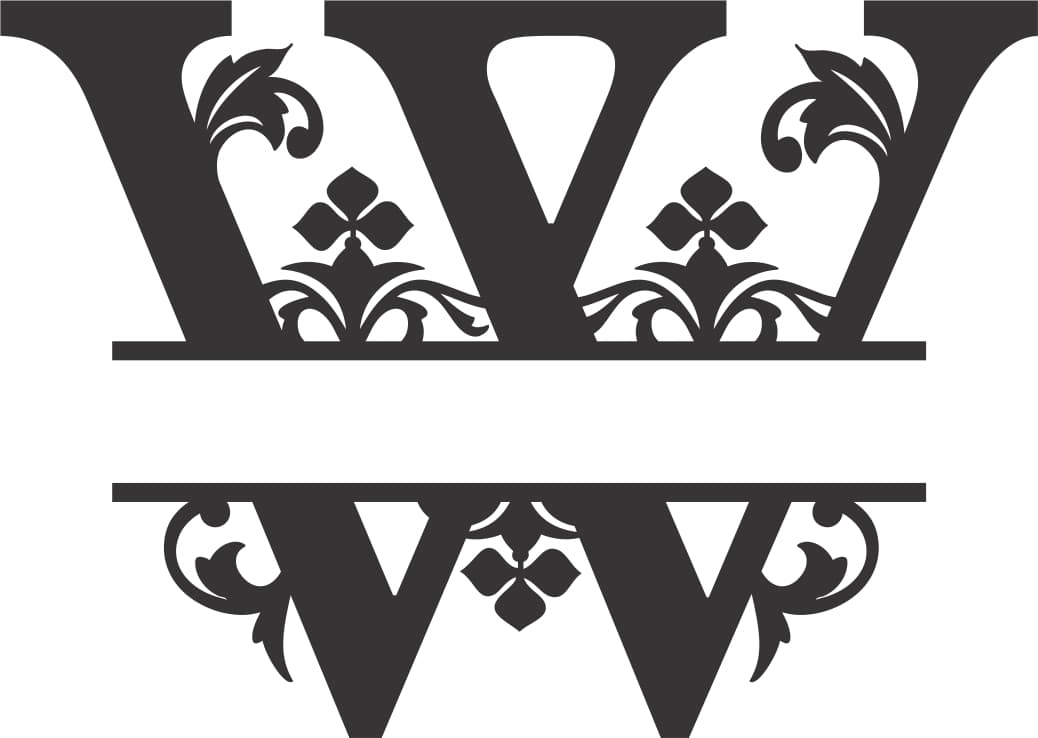 Elegant Split Monogram Letter W Laser Cut Vector File