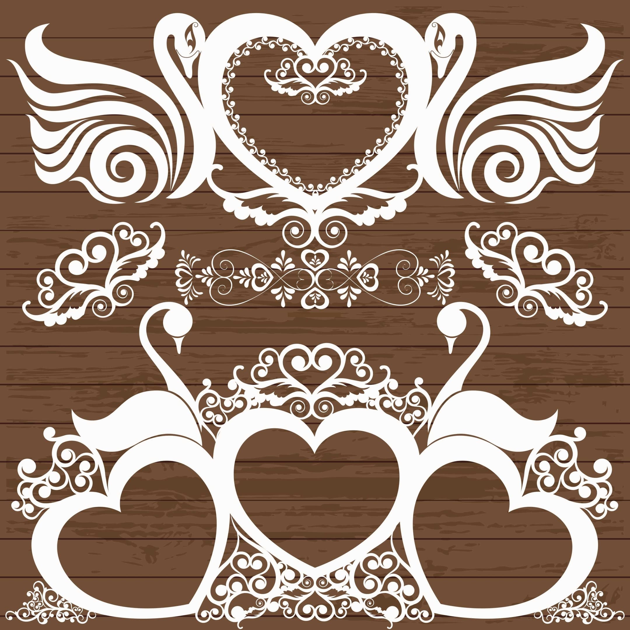 Decoración de Boda Cisne y Corazón Archivo Láser Cut SVG DXF