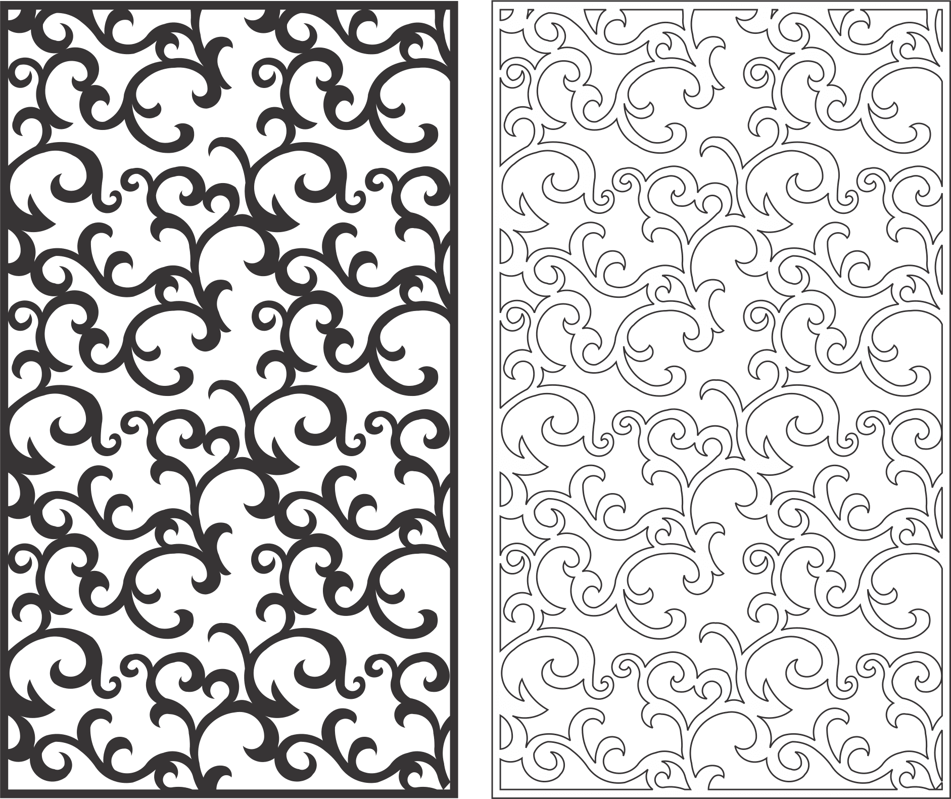 Elegant Swirl Decorative Screen Panel Vector File