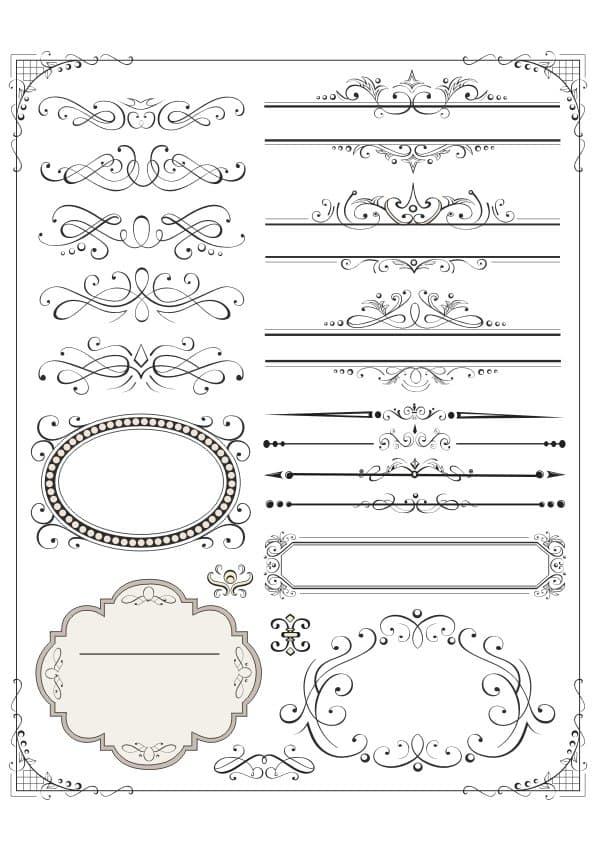 Elegant Victorian Decorative Borders and Frames Vector Set