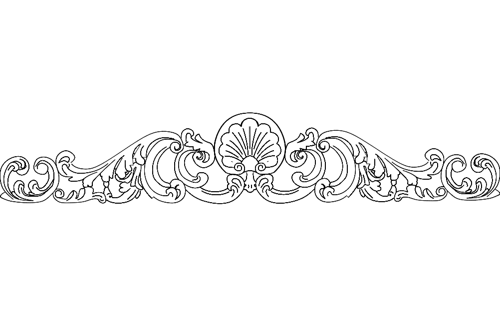 Elegant Victorian Shell Scrollwork DXF Vector File