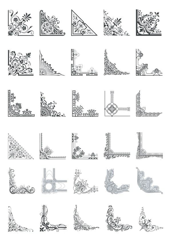 Elegant Vintage Corner Ornaments Collection Vector File
