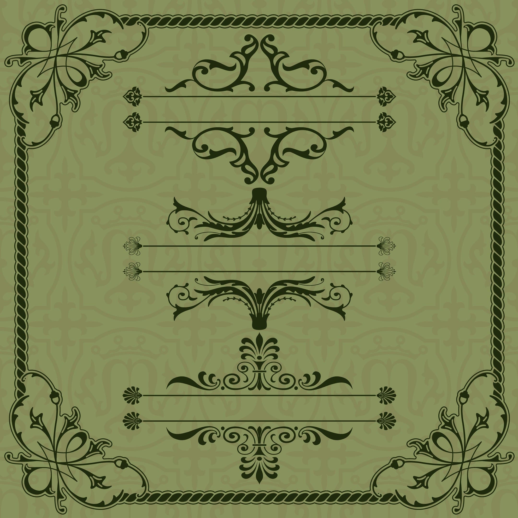 Elegant Vintage Ornate Frame and Divider Set Vector