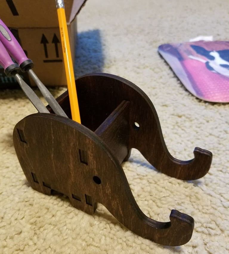 Elephant Phone Stand and Pen Holder Laser Cut Vector File