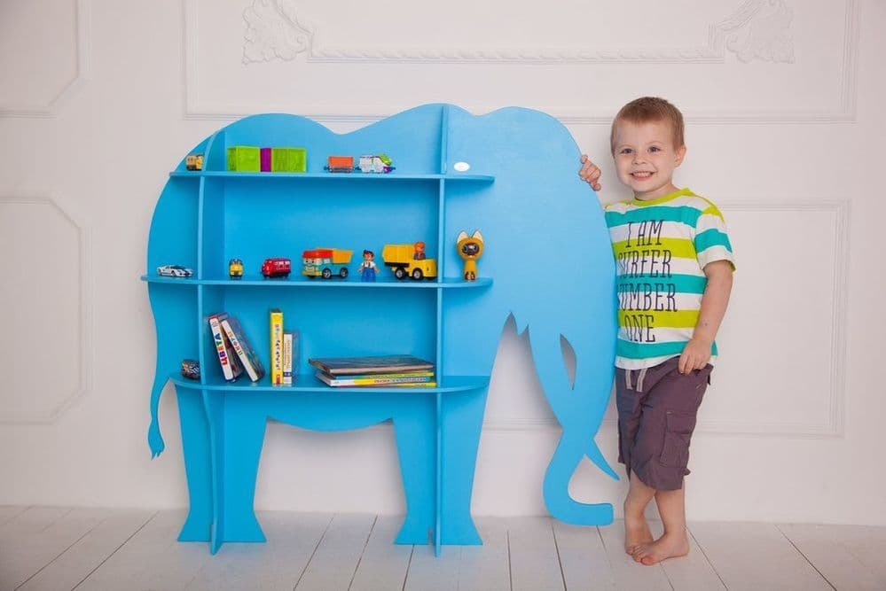 Elephant Shaped Kids Bookshelf Laser Cut Vector Plan