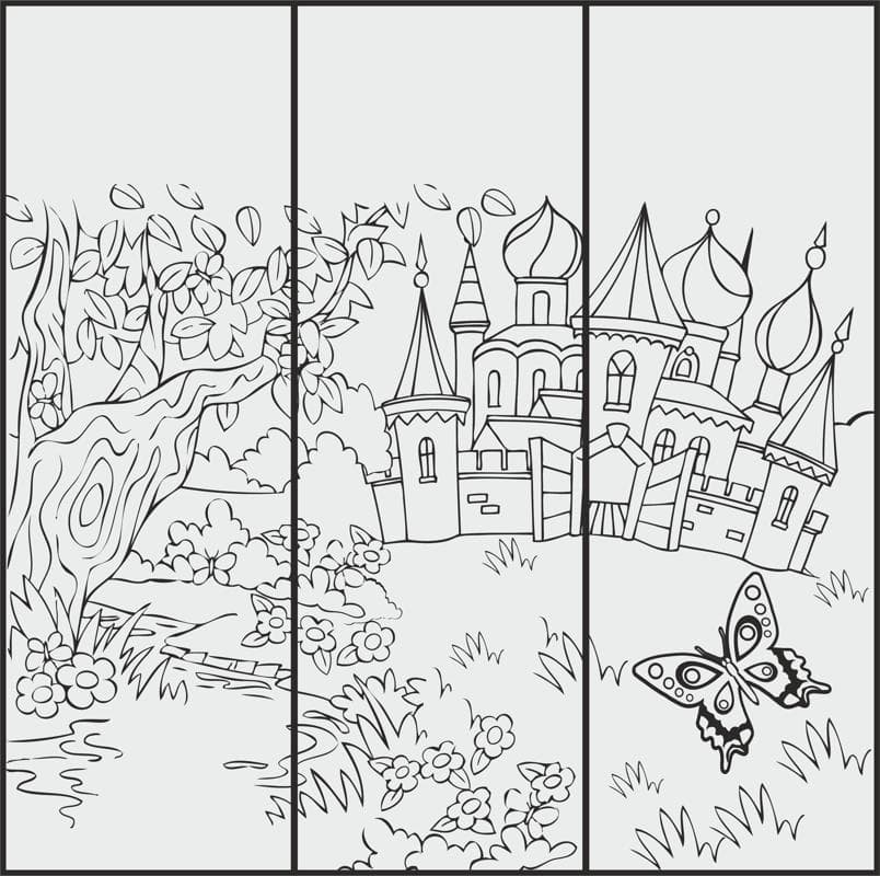 Enchanted Fairy Tale Castle Triptych Vector File for CNC