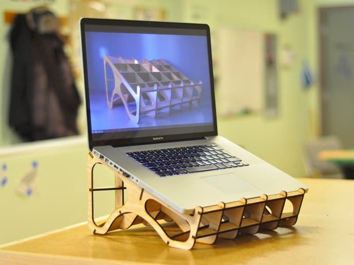 Ergonomic Wooden Laptop Stand DXF Vector File for Laser Cutting
