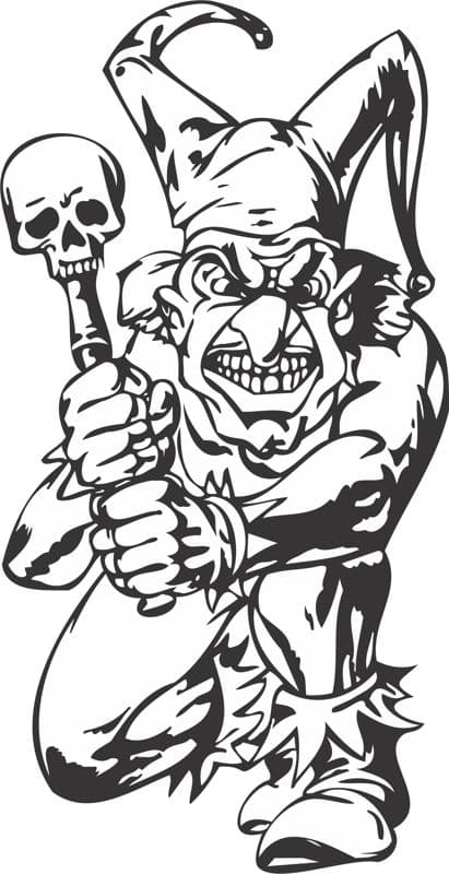 Evil Jester with Skull Laser Cut Vector File