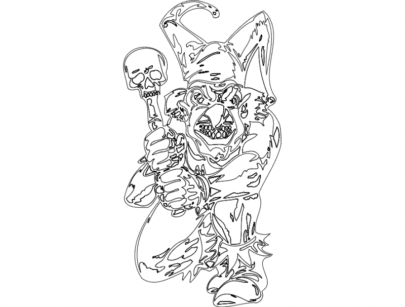 Evil Jester with Skull Vector Design for CNC DXF