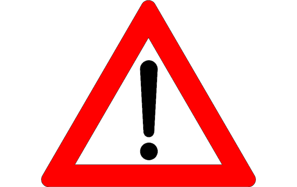Exclamation Mark Warning Road Sign Vector DXF File