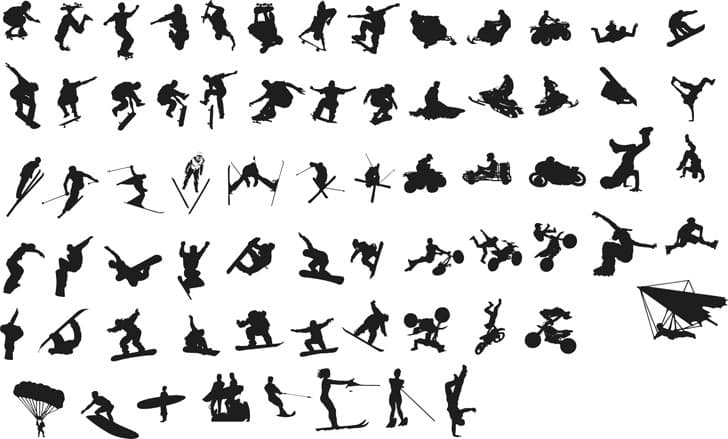Extreme Sports Silhouettes Collection Vector File