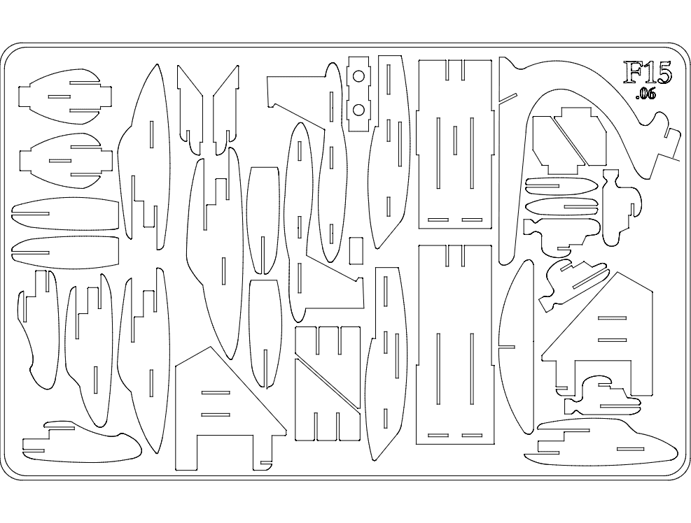 F-15 Eagle Fighter Jet 3D Puzzle Laser Cut Vector File (DXF)