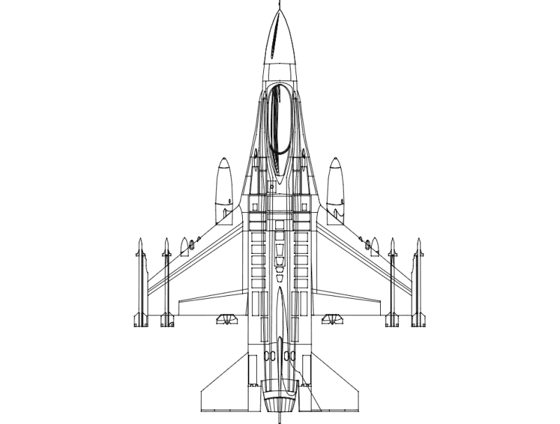 F-16 Fighting Falcon Top View Vector File for Laser Cutting