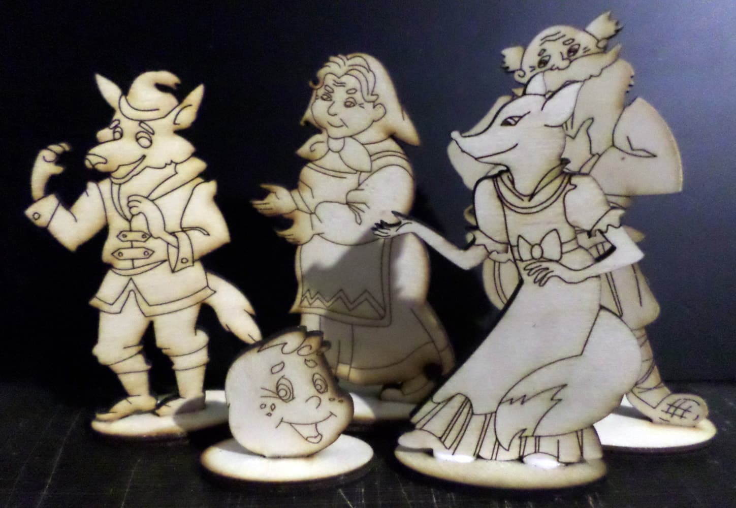 Fairy Tale Wooden Character Puppets Laser Cut Vector File (CDR)