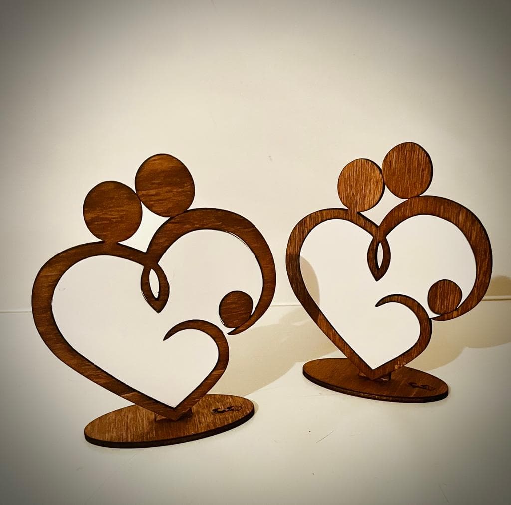 Family Heart Couple Silhouette Laser Cut Vector SVG File