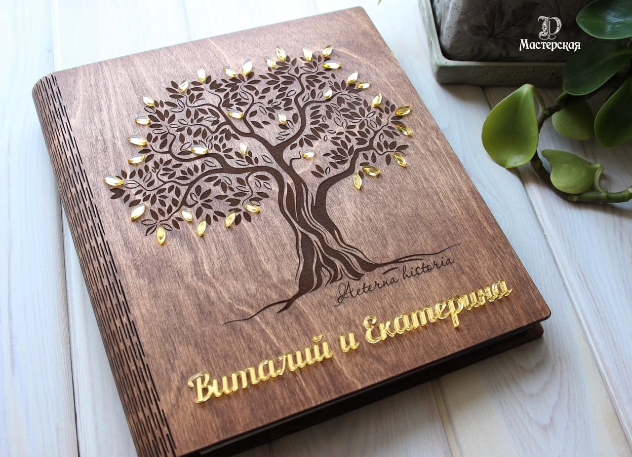 Family Tree Photo Album Wooden Cover Laser Cut Vector File