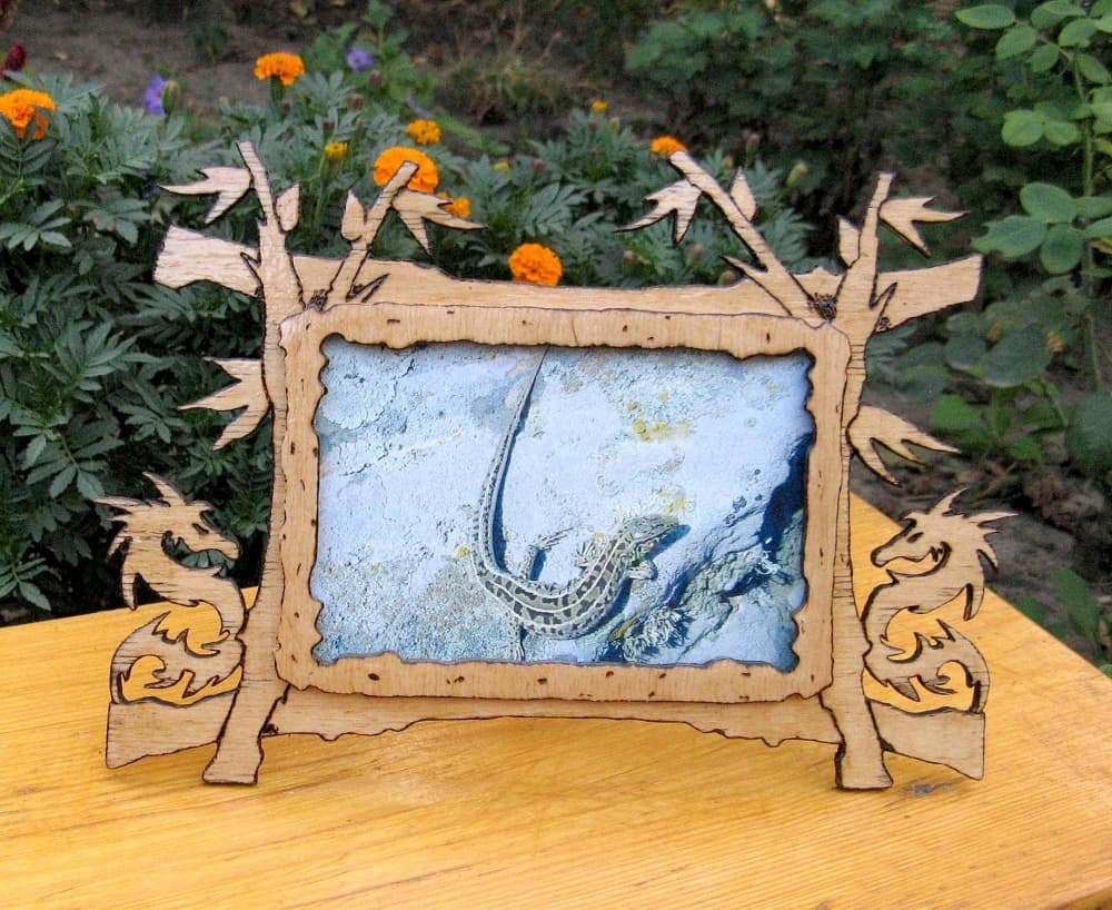 Fantasy Dragon Photo Frame Vector File for Laser Cutting